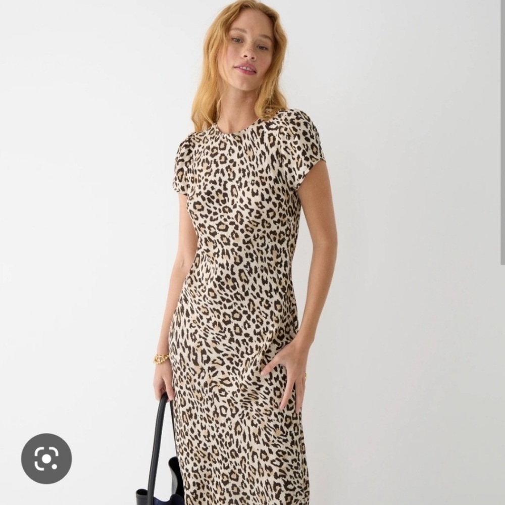 JCrew Cupro-blend midi T-shirt dress Leopard